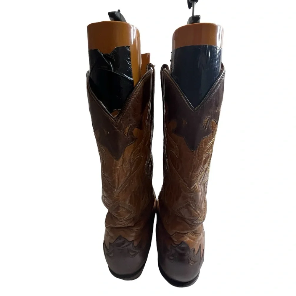 Vintage TEXAS Men's Leather Western Cowboy Boots Size 10.5 D Brown Wing Tip M 81